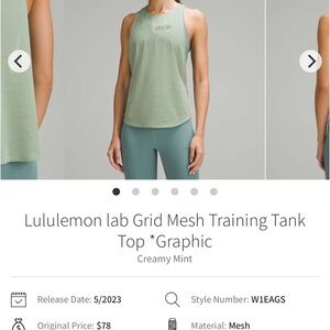 lululemon athletica Creamy Mint Tank Top